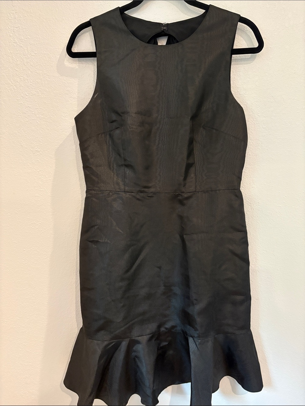 J. Crew Black Sleeveless Ruffle-Hem Mini Dress